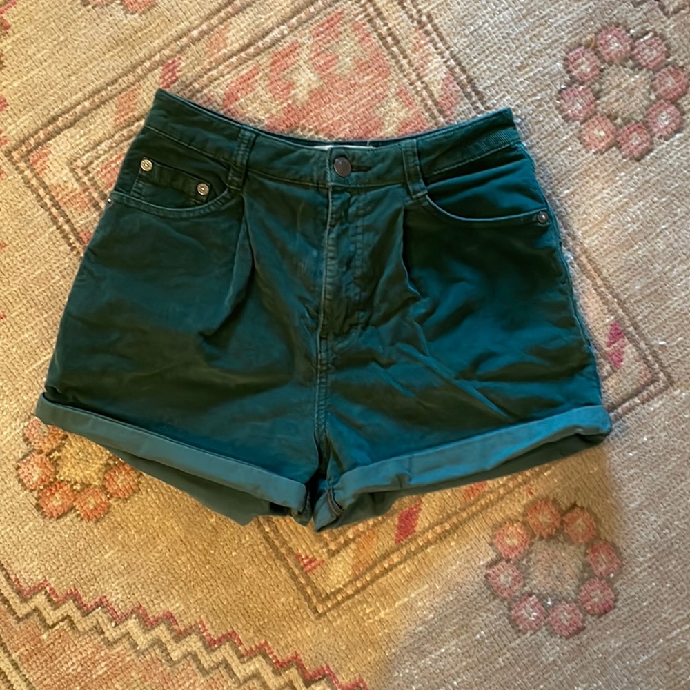 We the free green curiosity high waisted shorts with rolled cuff